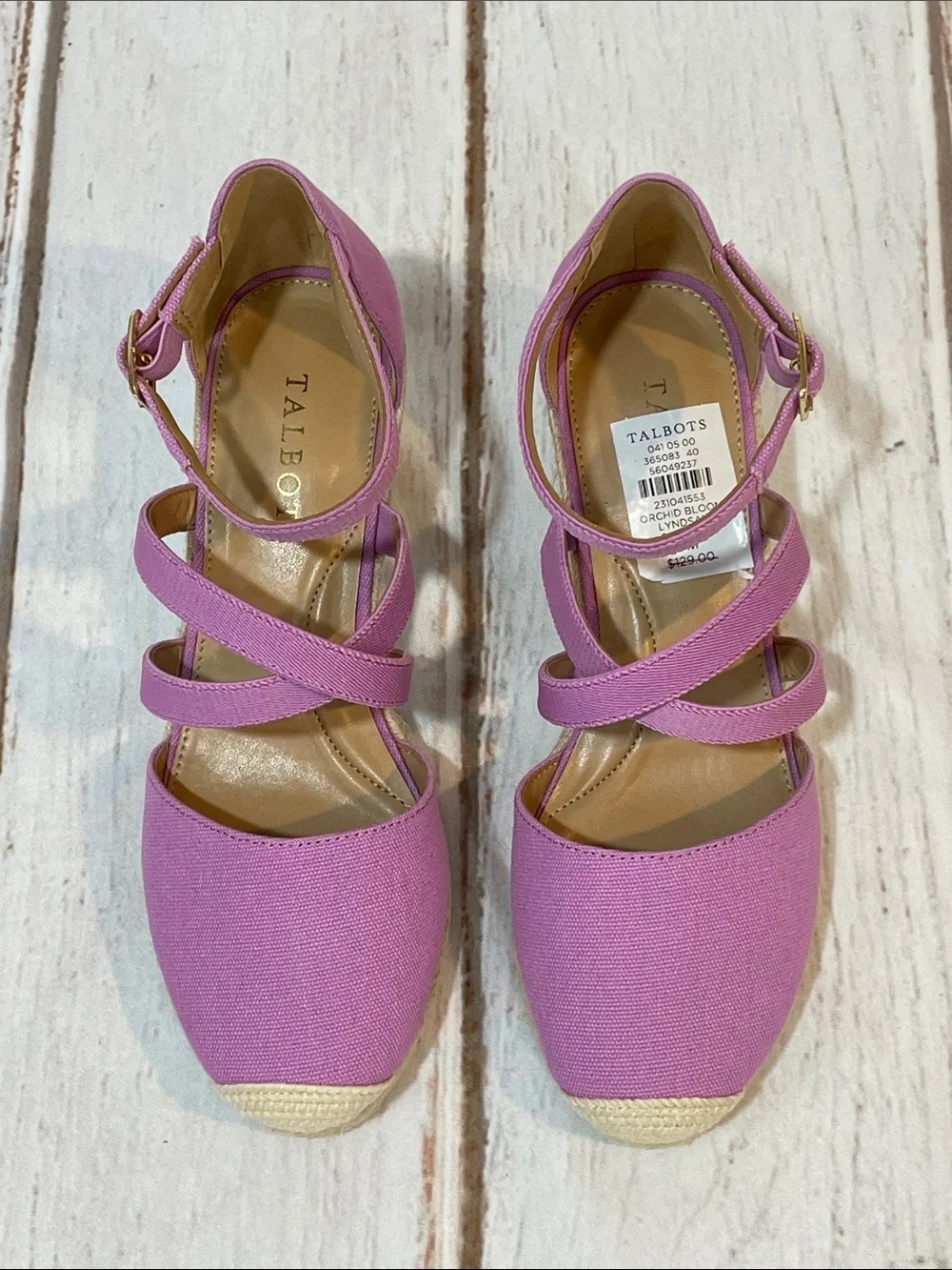 NWT Talbots Lilac Espadrille 7 Wedge Sandals Lyndsay Strappy Ankle Shoes NEW